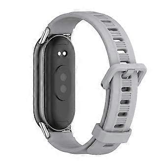 Mijobs Silikonrem med platta hål för Xiaomi Mi Band 8 (Grå Silver)