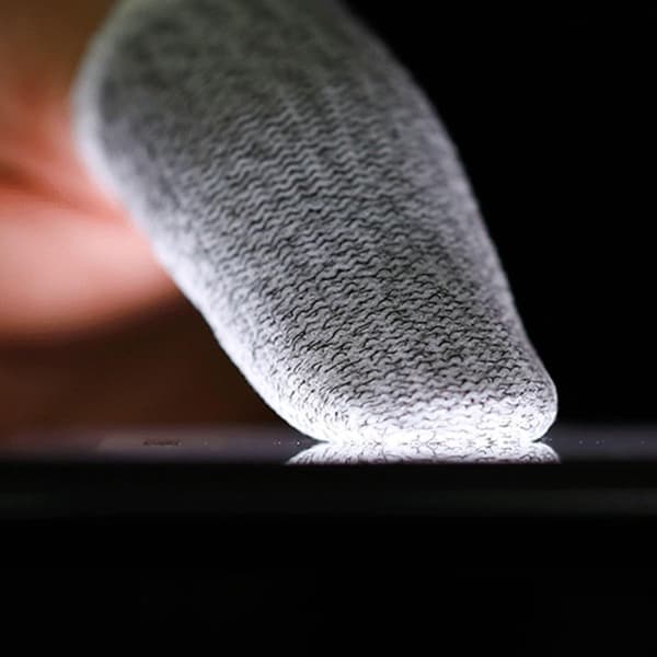 Fingerbeskyttelsesmuffer og svedabsorberende funktion med elastisk design, 6 stk. hvide af sølvfiber til mobilspil, præcis touchscreen-spil