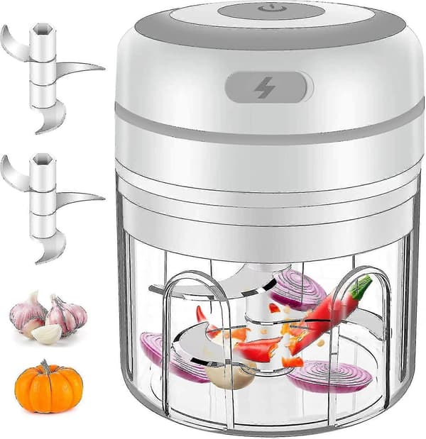 Mini Hvidløgshakker - Elektrisk Foodprocessor, Bærbar Minihakker til Løg, Ingefær, Grøntsager, Krydderier, Babymad
