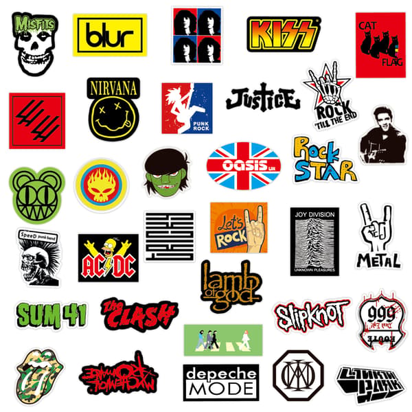 200 banddekaler, rock and roll-musikdekaler, punkrock