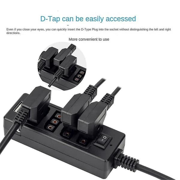 D-tap til 4 hun D-tap 2 DC USB-udgang strømkabel fordeler splitter hub boks til V-mount batterier