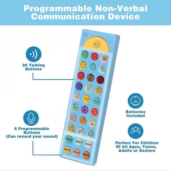 AAC-enhet for autisme - 6 programmerbare knapper, justerbart volum, taleterapi kommunikasjonsverktøy for ikke-verbale barn og voksne [DB]