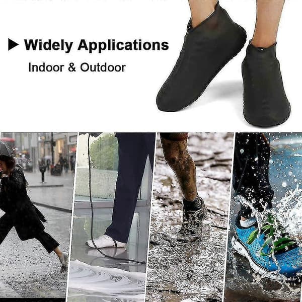 Silicone Shoe Covers, Shoe Protectors, Reusable Rain Boots Easy to Wear (Black)