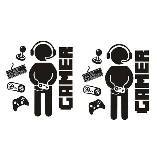 2x Gamer-dekaler for gutterom Kreative spillveggdekaler for barnerom Gutterom Lekerom Vegg D
