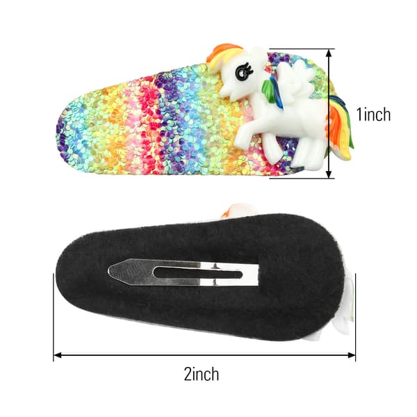 8 st enhörningshårklämmor med glitterklämmor regnbågsklämmor