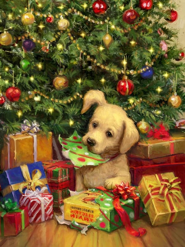 DIY 5D Diamond Painting Christmas Tree Dog Complete Accessories,