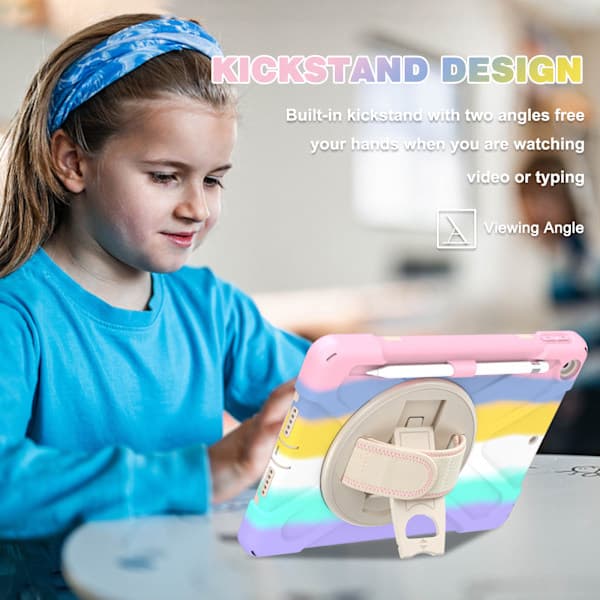 iPad 10.2 Case iPad 9/8/7 Generation Case, Heavy Duty Kids Protective Case with Pencil Holder Hand Strap Shoulder Strap
