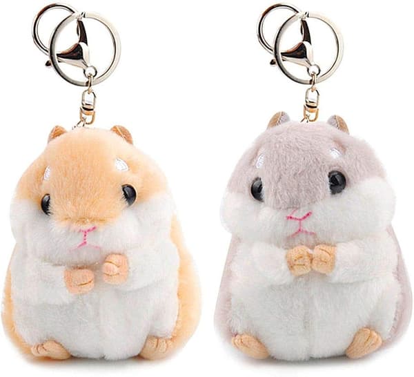 Sæt med 2 søde hamster plys nøglering tøjdyr nøglering