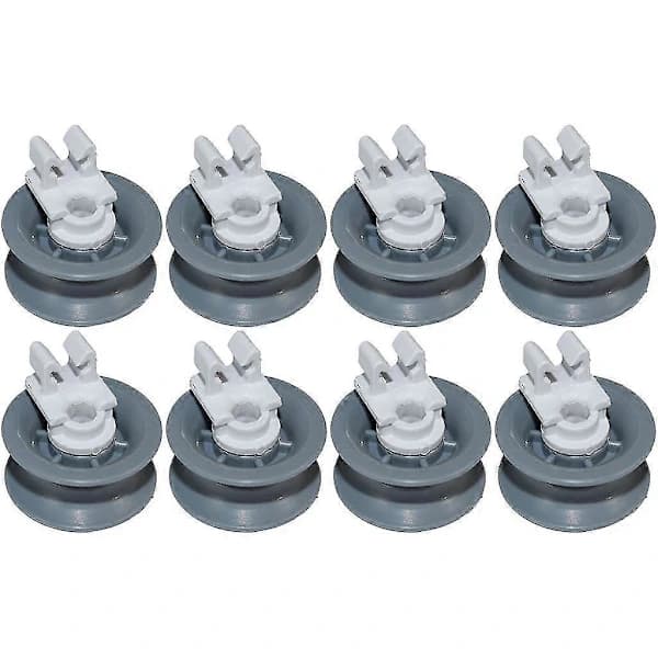 Dishwasher Upper Basket Wheel Spare Parts for Bosch Neff Siemens, Fits Upper Rack, 8-Pack, Grey