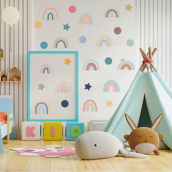 Four Colorful Rainbow Wall Stickers, Creative Raindrop Wall Stickers