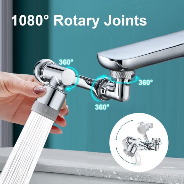 (Silver) 1 pc, 360° rotatable aerator, rotatable extension faucet extender