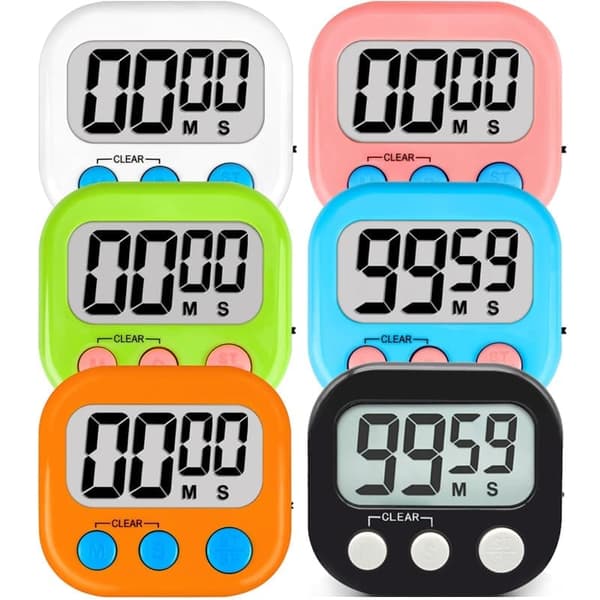 6-pack Digital Visual Timer - Kitchen Timer & Classroom Timer for Teachers and Kids, Back to School and Cooking