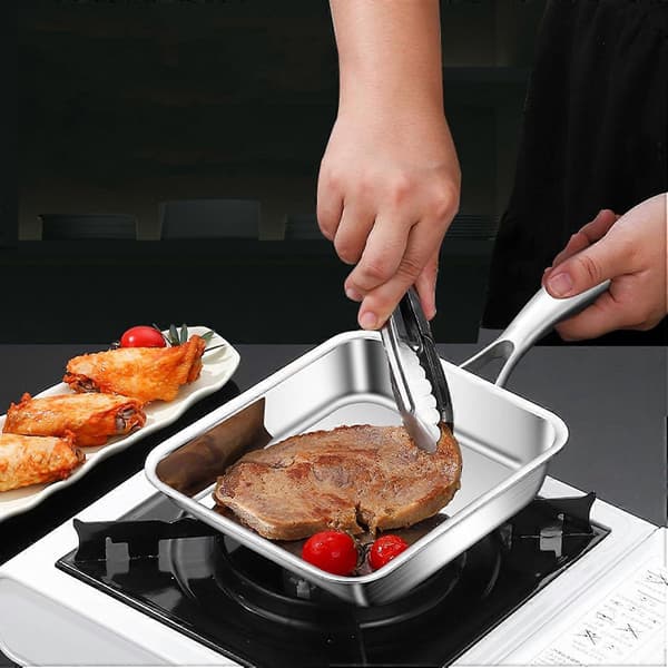 Japansk omelet firkantet æggepande i rustfrit stål til tilberedning af omeletter 19 cm