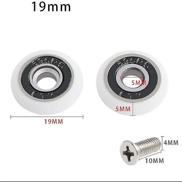 【xj】Sett med 8 erstatningshjul for dusjdører, 19 mm diameter