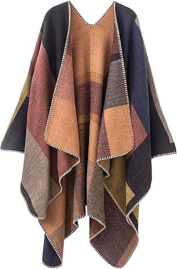 Khakifärgad cape sjal, damscarf cape tjock, elegant, varm