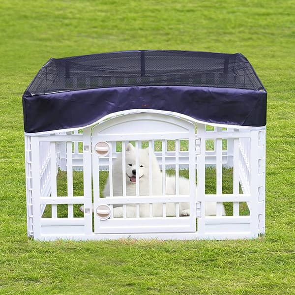 Netdækning til hundegård, solbeskyttelse til hunde, passer til 36 tommer 4-panel hegn (Bemærk: Kun dækning)