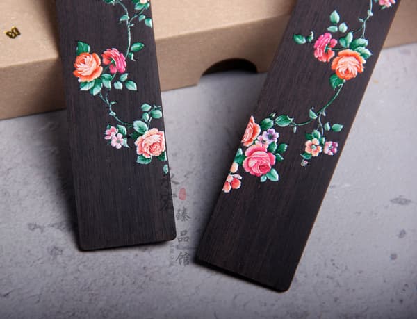 2 Painted Flowers, Birds, and Wooden Bookmark Set, Practical