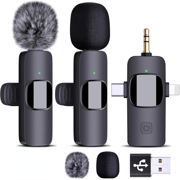 Trådløs Lavalier Mikrofon til iPhone/Android Telefon/Kamera/Laptop