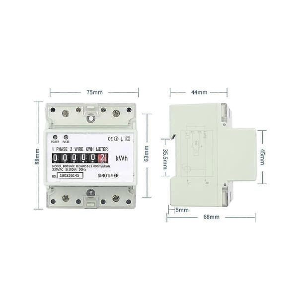 Electric Single Phase Two Wire AC 220V 100A Energy Meter KWh Counter Consumption Analog Electricity Meter (A)-Yvan
