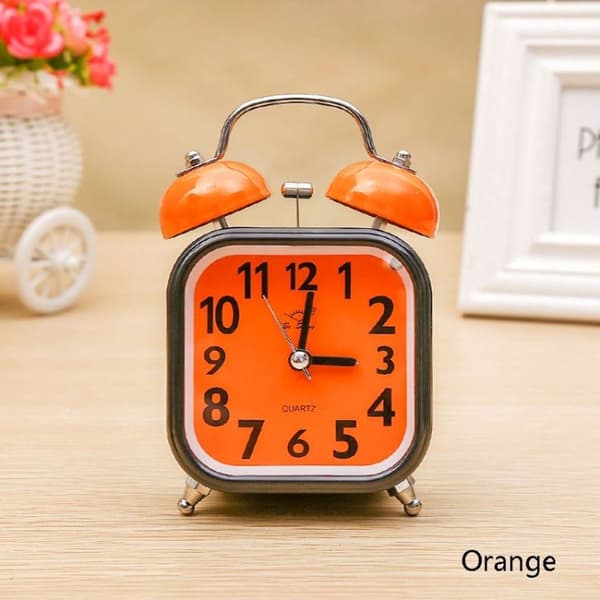 A59 Square Metal Clock Alarm Clock Children Student Bedside Clock with Alarm (Ora