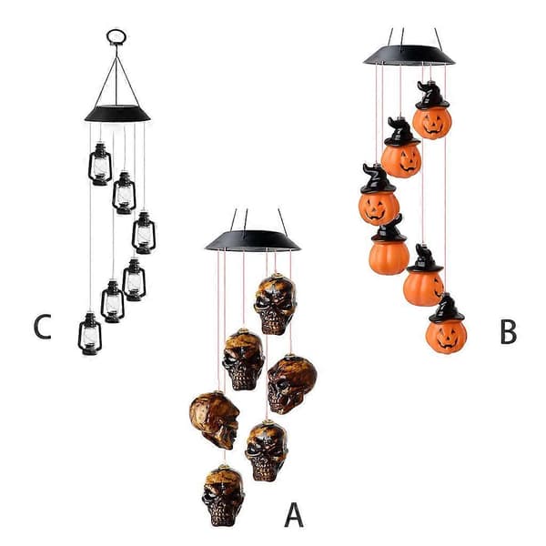 Halloween Solcellelys Havedekoration Vindspil til Udendørs Elegant Indretning Skeleton