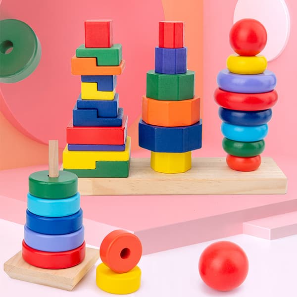 Geometric Stacking Toy - Developmental Toy, Motor Skills, Problem Solving, 2+, Gift for Boy or Girl