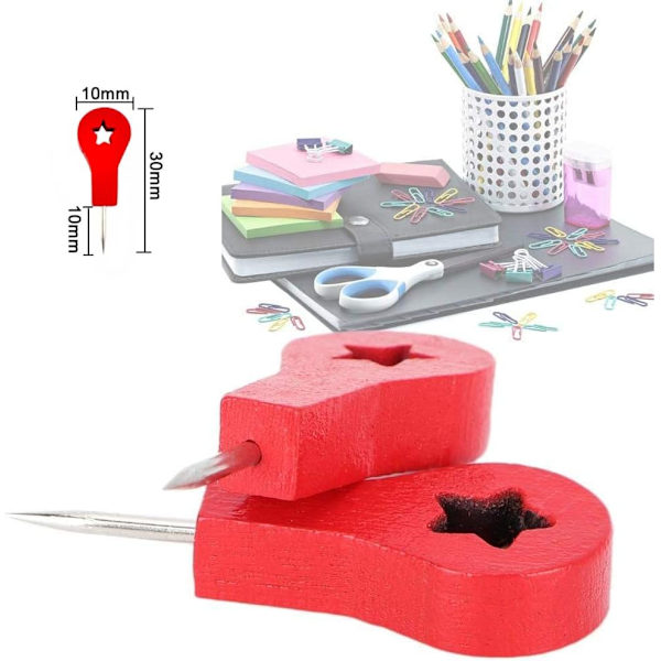 Decorative Red Map Tacks with Map Pattern for Cork Board, Office, School, 40 Pcs Thumbtacks Office Supplies