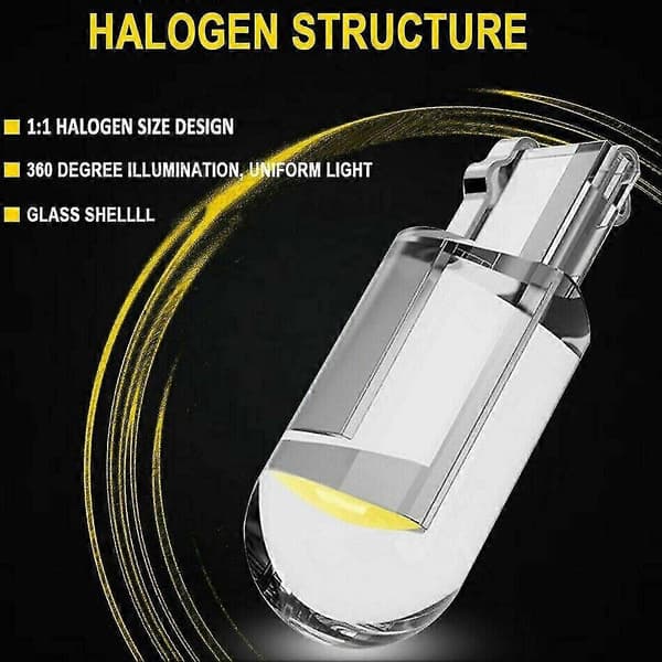 200x W5w Led T10 Bil Cob Glas 6000k Auto Biler Nummerpladelys Læs Drl