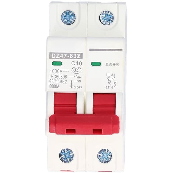 2P 1000V 40A Miniatyr DC Strømbryter Solcelleanlegg DC Bryter Isolator DIN-skinne Montert Strømbryter DZ47-63Z C40 DC Strømbryter