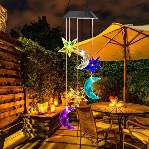 Fargeskiftende spiralformet solcellelampe LED vindklokke romantisk