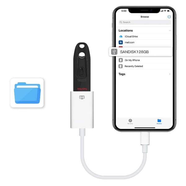 iPhone-sovitin USB:hen - USB 2.0 naaras Lightningiin - OTG Vit valkoinen Vit white