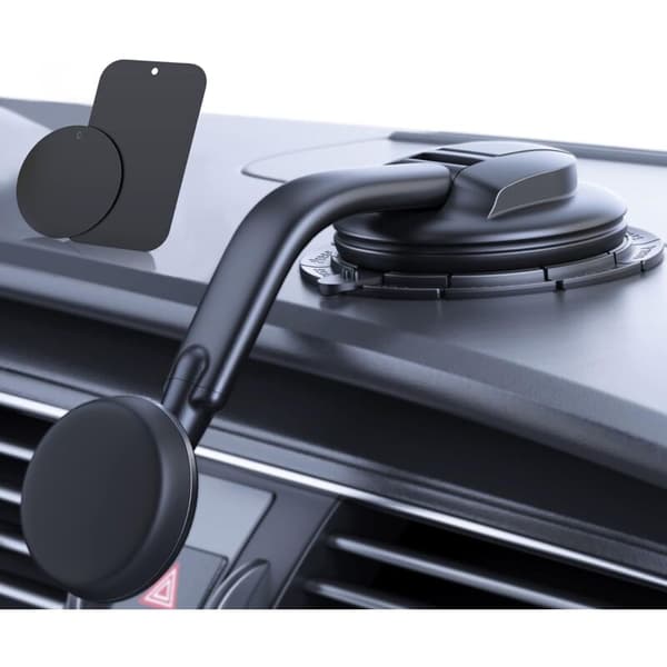 Magnetisk biltelefonhållare med sugpropp för instrumentbräda och vindruta, kompatibel med iPhone och Android