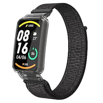 PC-deksel + Nylon Loop-rem for Xiaomi Mi Band 7 Pro (Reflekterende svart)