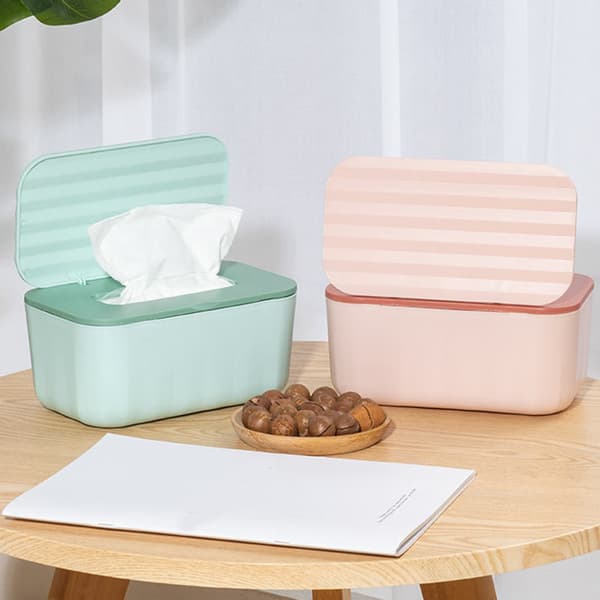 Mångsidig vävnadsförvaringslåda med lock, dammsäker organizer för hushåll Pink