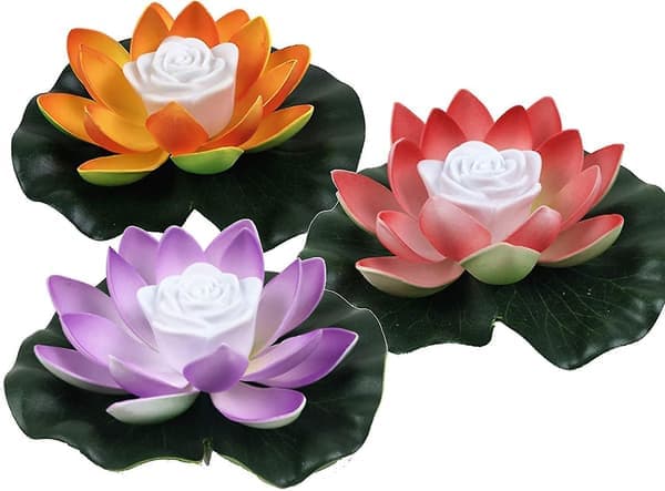 3 Pieces LED Lotus Lamp, Artificial Lotus Floating Lamp, Waterproof Floating, Flower Night Light