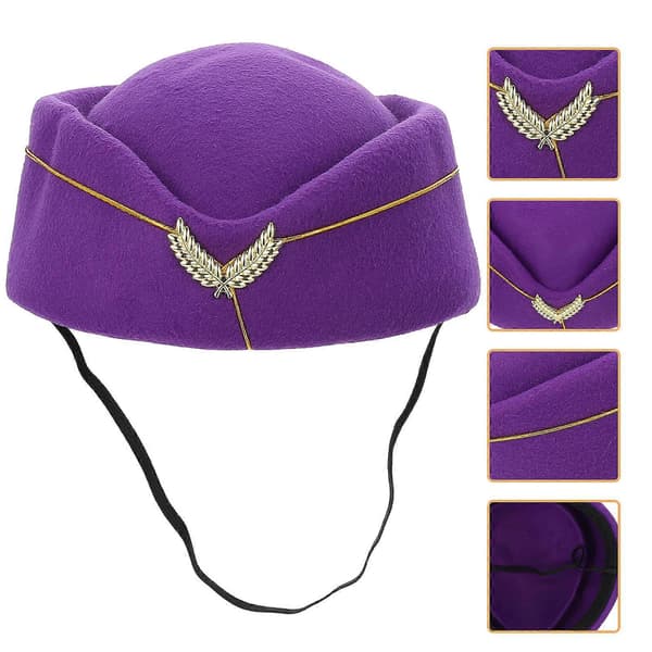 Band Kostym Hatt Flygvärdinnehatt Stewardess Hatt Uniform Cosplay Hatt för Dekor