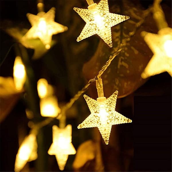 Udendørs solcellelamper, 30 LED-stjerner solcellelamper 8 tilstande, vandtæt udendørs dekoration til have, terrasse, Ramadan, jul (varm hvid)