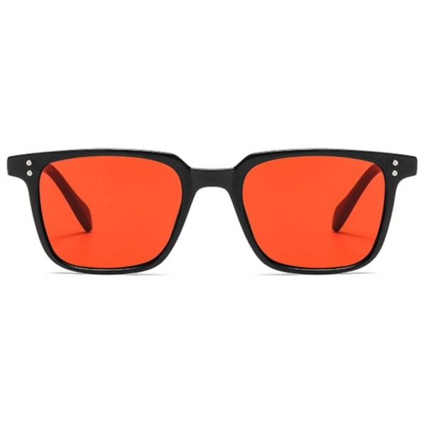Fyrkantiga Solglasögon Röda Glas Svarta black