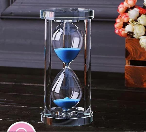 Transparent Krystal Timeglas Timer Sand Ur Håndværk Glas Dekoration, 30 Minutter Blå