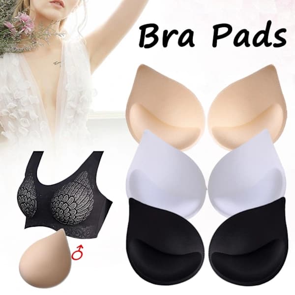 3 par BH-puter Push Up-innlegg BH-kopper Erstatning Bre svart One Size 3 stk[CO]