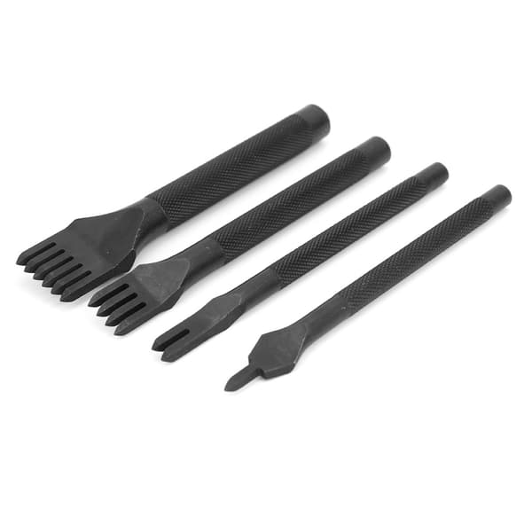 4 pcs. Leather Craft Tools with Fork Chisel, Black Galvanizing, Leather Craft Chisel 3 mm
