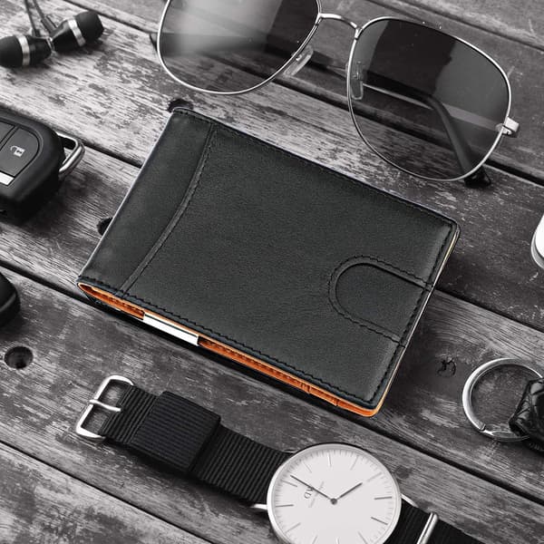 Money Clip Plånbok Herr Slim Frontficka RFID-Blockerande Korthållare Bifold Plånbok