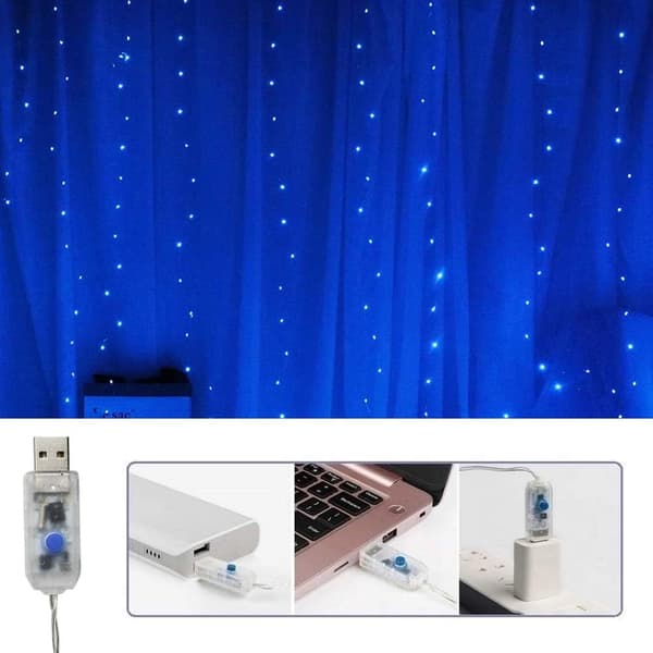 3 m 300 LED Gardinlampor Julbelysning (Blå)