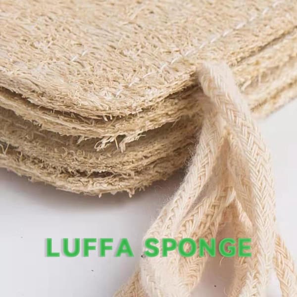Organic Loofah Sponge, 6 Pieces, Biodegradable, Compostable, for Kitchen, Bathroom, Shower, Camping