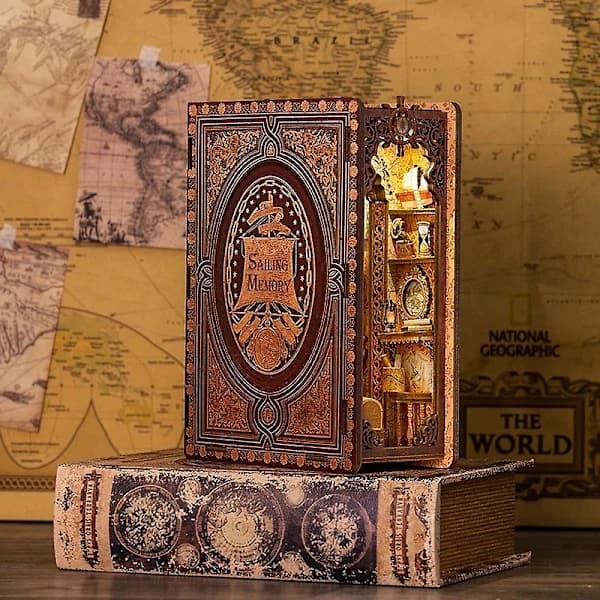 3D Wooden Puzzle Bookend, Bookshelf Decoration Alley Insert DIY Model Building Kit