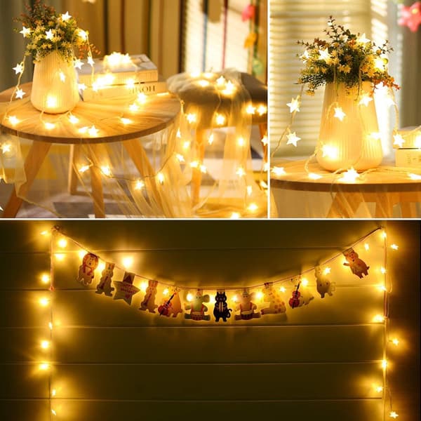 Stjerneformede lyskæder, batteridrevne, 12 m, 80 LED Fairy String L