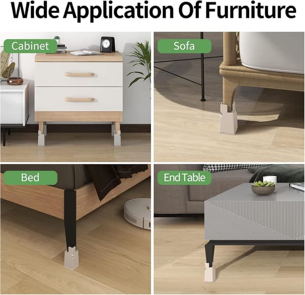 Beige - Justerbar möbelhöjare 10 cm med skruvklämmor, 4 \" C