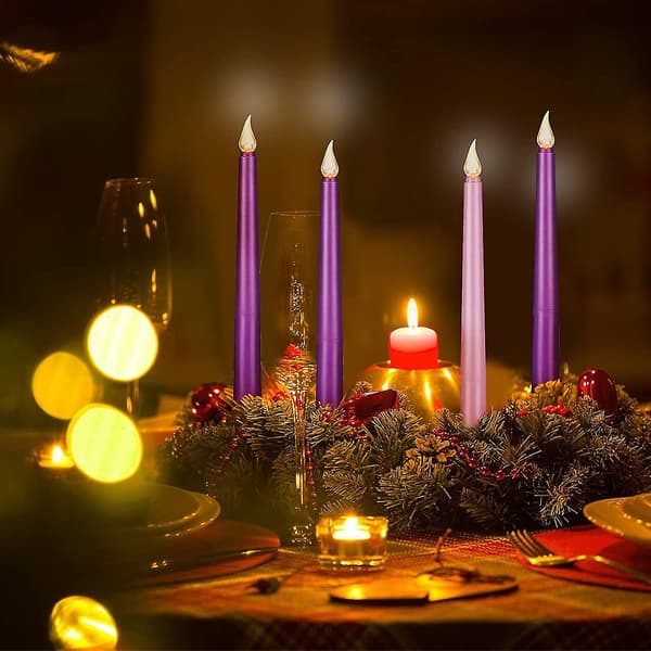 |NN| 4-pak LED Flameless Adventslys Lilla og Rosa Adventslys til Jul Advent R