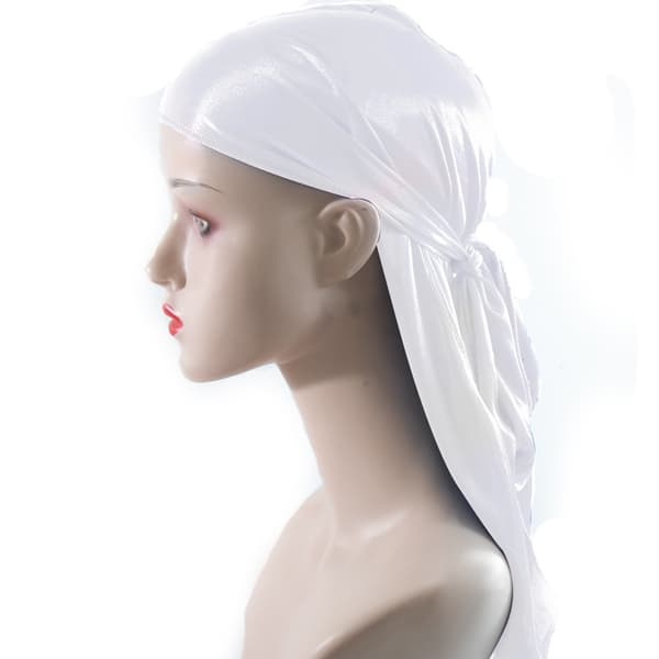 Simulert Silke Lang Hale Bandana Hatt Snøring Lang Hale Hatt (Hvit)