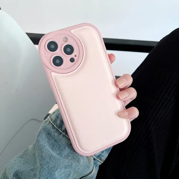 Light Pink Matte Soft Silicone Case with Raised Camera Lens Protection Shockproof Cover Compatible with Large Multi-Lens Smartphones
